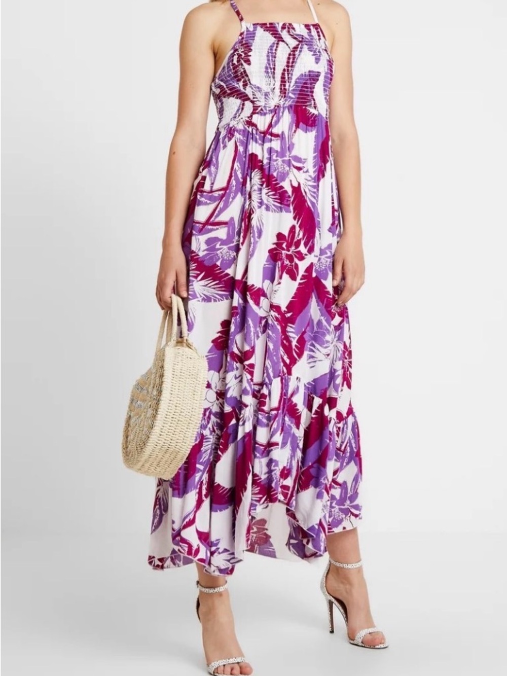 Free People Purple & White Floral Maxi Dress